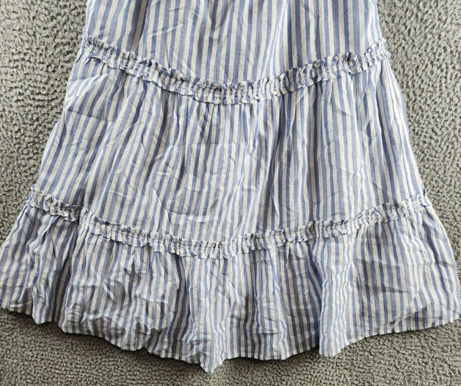 Rails Caralyn Stripe Ruffle Trim Dress Women's M White/Blue Shoulder Tie Closure