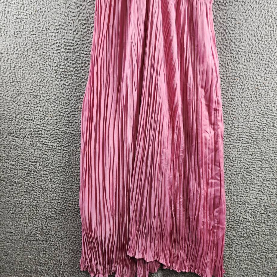 A.L.C. Angelina Pleated Maxi Dress Women's 12 Chateau Rose Deep V-Neck Side Zip