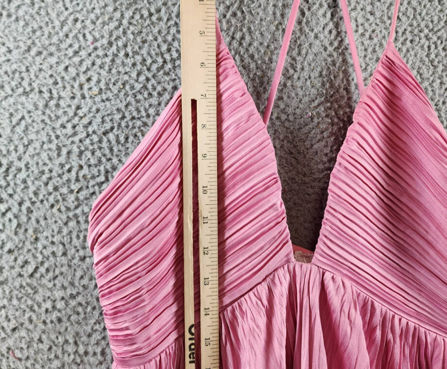 A.L.C. Angelina Pleated Maxi Dress Women's 12 Chateau Rose Deep V-Neck Side Zip