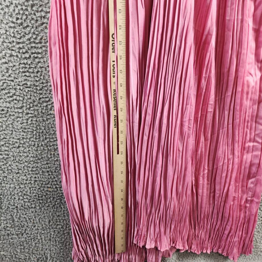 A.L.C. Angelina Pleated Maxi Dress Women's 12 Chateau Rose Deep V-Neck Side Zip