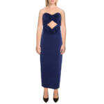 Torn by Ronny Kobo Selena Strapless Cutout Rosette Bodycon Dress Women's XS Navy