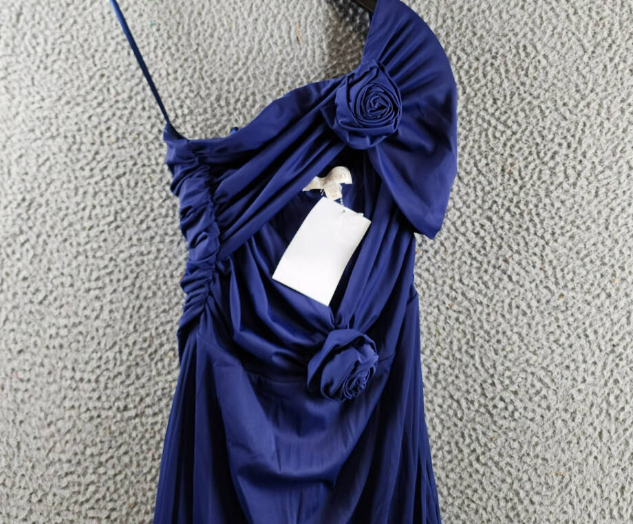 Torn by Ronny Kobo Selena Strapless Cutout Rosette Bodycon Dress Women's XS Navy