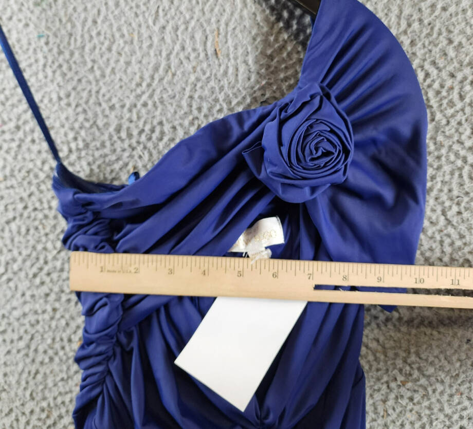 Torn by Ronny Kobo Selena Strapless Cutout Rosette Bodycon Dress Women's XS Navy