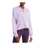 AQUA Cut Off Hooded Crop Hoodie Women's M Lilac Breeze Drawstring Long Sleeve