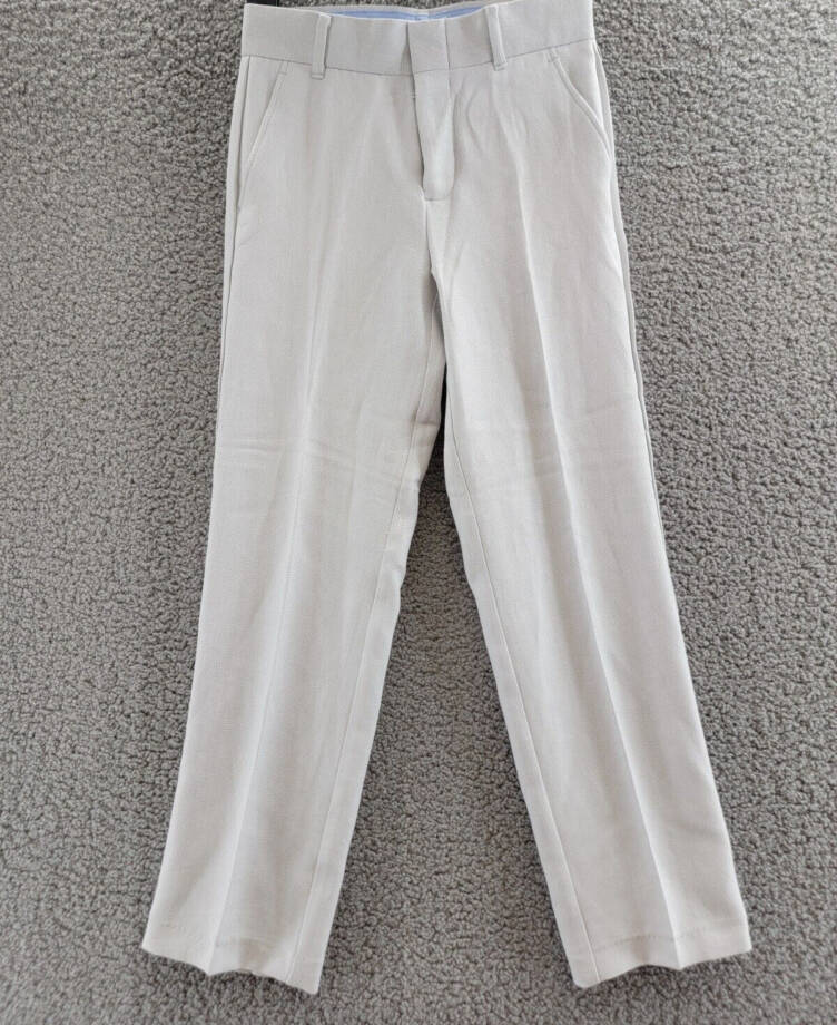 Nautica Pindot Dress Pants Big Boys 10 Light Gray Pockets Zip Hook & Bar Closure
