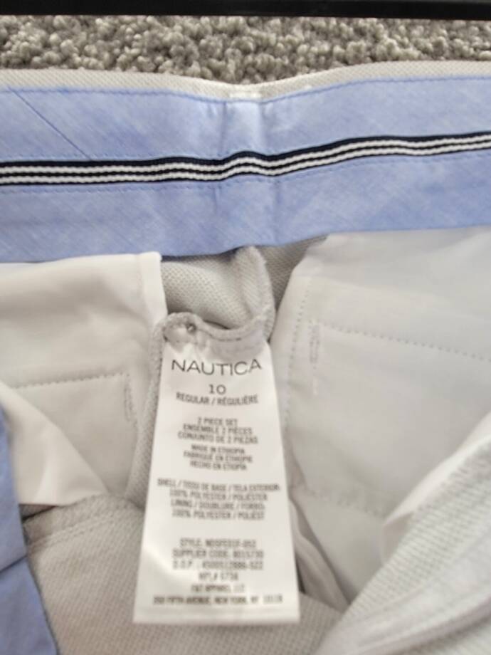 Nautica Pindot Dress Pants Big Boys 10 Light Gray Pockets Zip Hook & Bar Closure