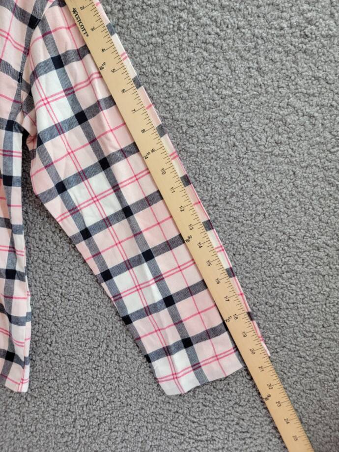 Barbour Ellery Pajama Top Women's M Pink/Navy Tartan Collared Button Closure~