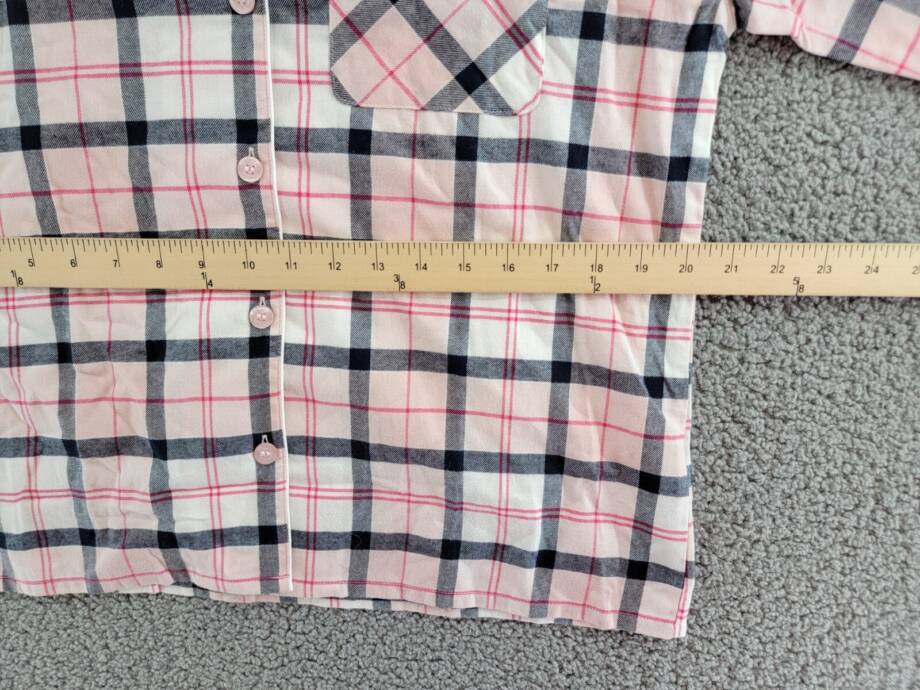 Barbour Ellery Pajama Top Women's M Pink/Navy Tartan Collared Button Closure~