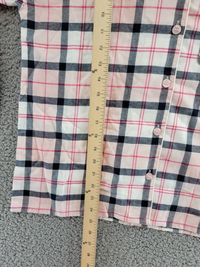Barbour Ellery Pajama Top Women's M Pink/Navy Tartan Collared Button Closure~