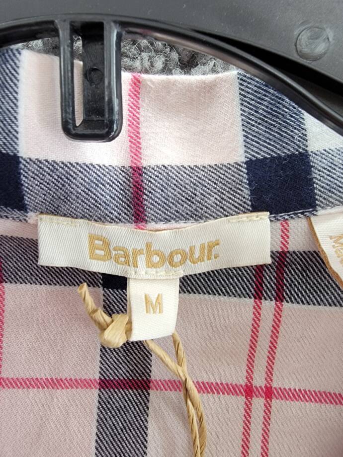 Barbour Ellery Pajama Top Women's M Pink/Navy Tartan Collared Button Closure~