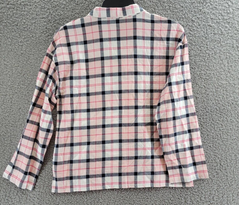 Barbour Ellery Pajama Top Women's M Pink/Navy Tartan Collared Button Closure~