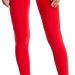 Aqua Athletic Scalloped Hem Leggings Women's L Ruby Solid Elastic Waist Pull On