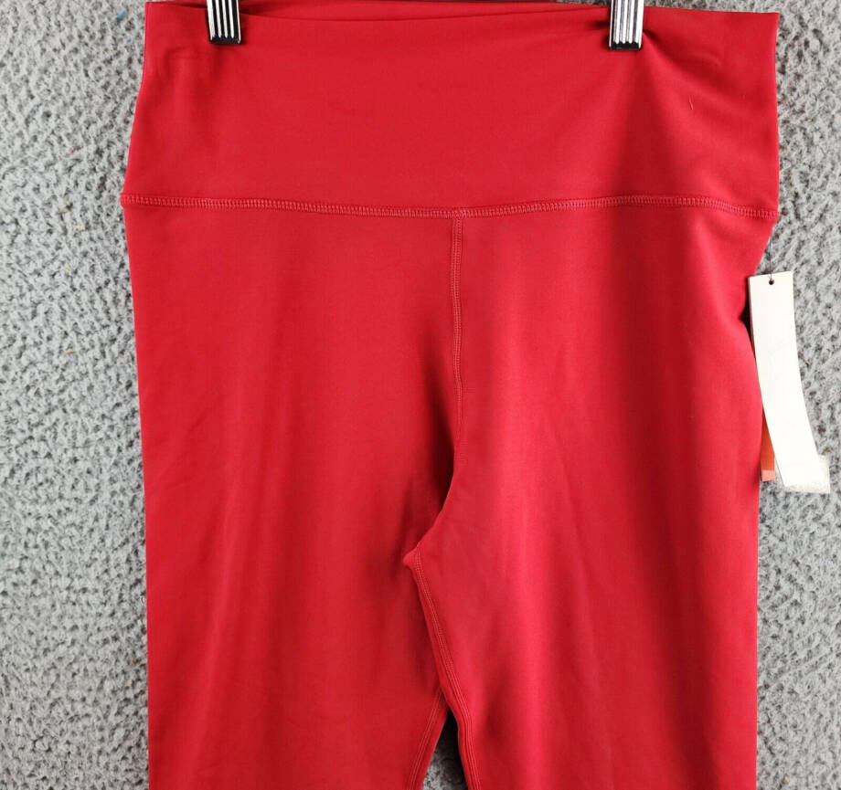 Aqua Athletic Scalloped Hem Leggings Women's L Ruby Solid Elastic Waist Pull On