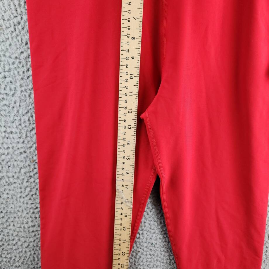 Aqua Athletic Scalloped Hem Leggings Women's L Ruby Solid Elastic Waist Pull On