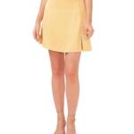 1.State Solid Side Slit A-line Mini Skirt Women's Cornsilk Side Zip Closure 4