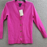 C by Bloomingdale's Cashmere Grandfather Cardigan Women's S Cherry Blossom L/S