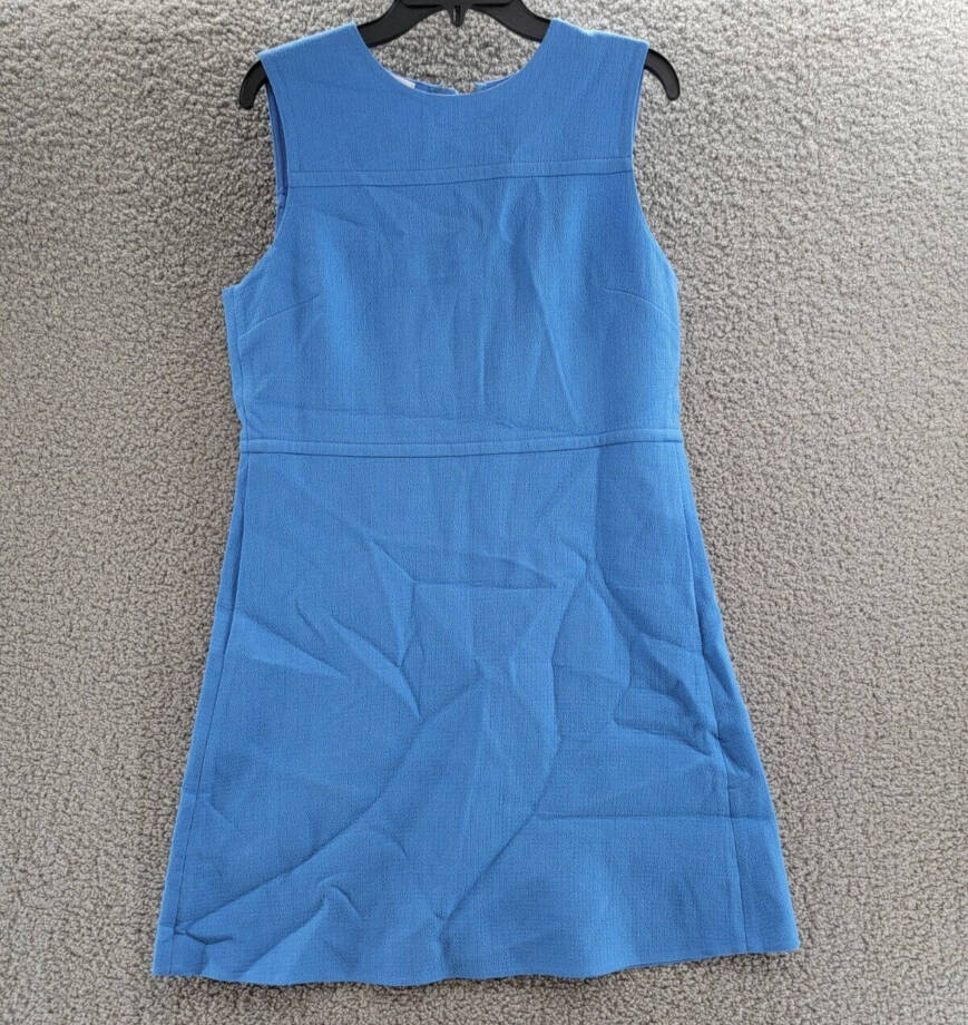 Lafayette 148 New York Sleeveless Wool Yoke Dress Women's Sonic Blue Back Zip 10