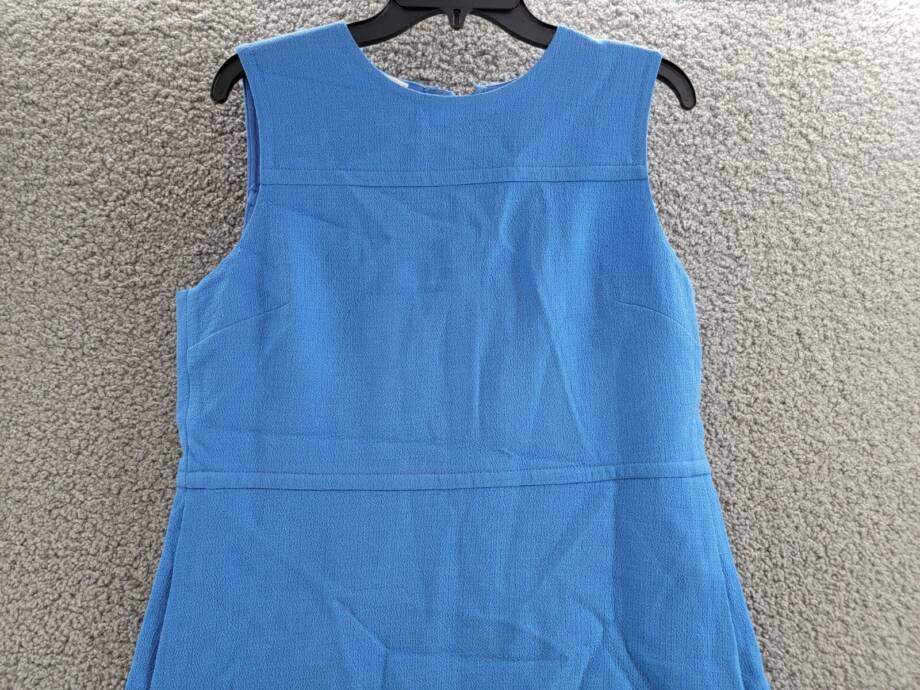 Lafayette 148 New York Sleeveless Wool Yoke Dress Women's Sonic Blue Back Zip 10