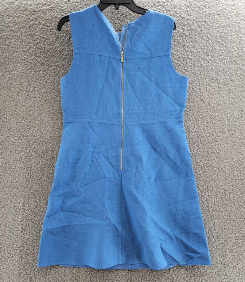 Lafayette 148 New York Sleeveless Wool Yoke Dress Women's Sonic Blue Back Zip 10