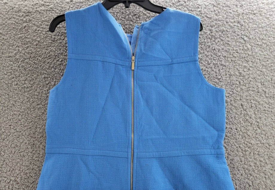 Lafayette 148 New York Sleeveless Wool Yoke Dress Women's Sonic Blue Back Zip 10