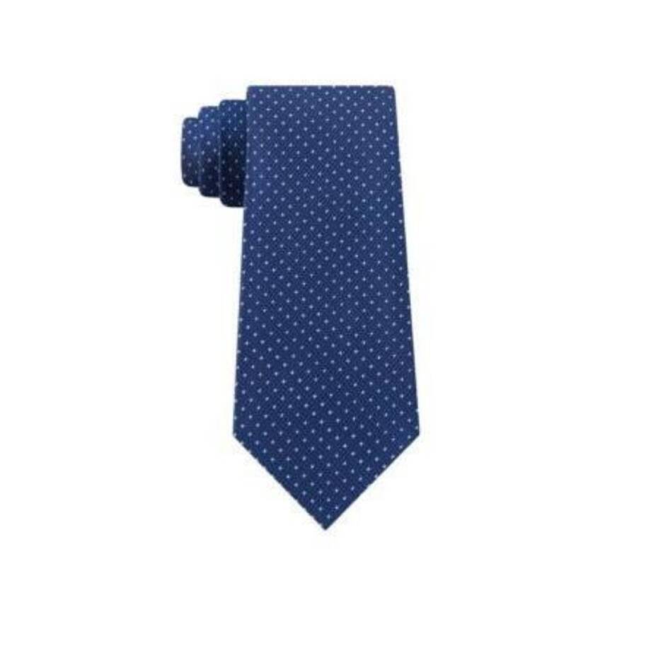 Calvin Klein Silk Blend Slim Textured Dobby Dot Tie Men's Navy