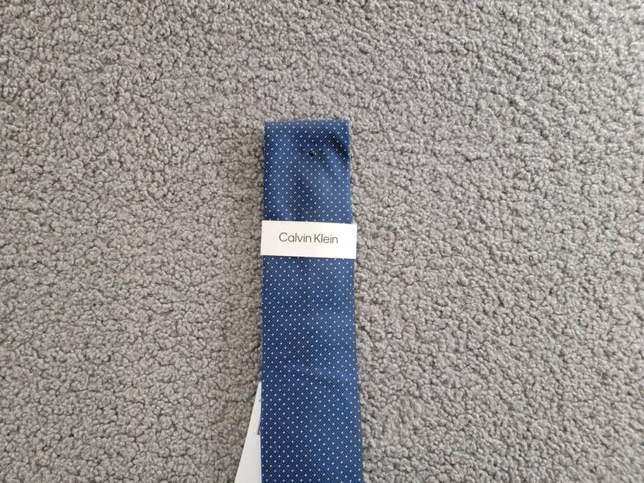 Calvin Klein Silk Blend Slim Textured Dobby Dot Tie Men's Navy