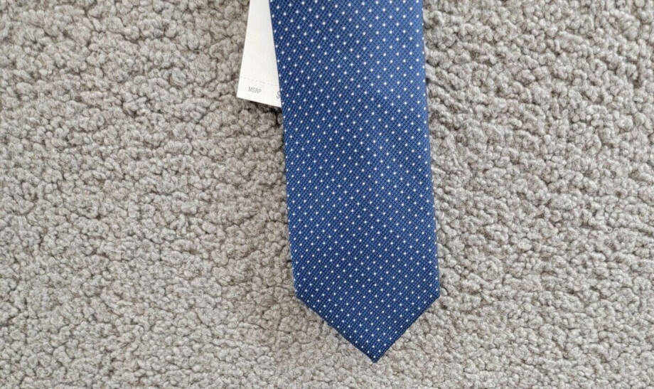 Calvin Klein Silk Blend Slim Textured Dobby Dot Tie Men's Navy