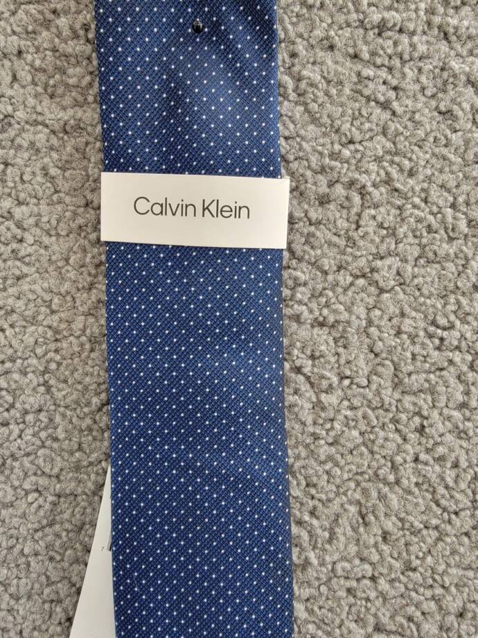 Calvin Klein Silk Blend Slim Textured Dobby Dot Tie Men's Navy