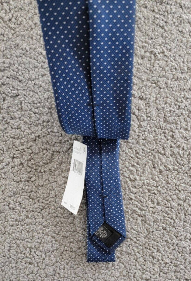 Calvin Klein Silk Blend Slim Textured Dobby Dot Tie Men's Navy