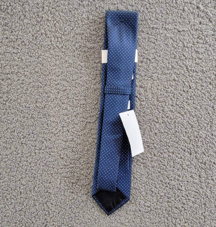 Calvin Klein Silk Blend Slim Textured Dobby Dot Tie Men's Navy