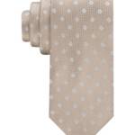 Calvin Klein Silk Blend Micro-Floral Neat Tie Men's Taupe Keeper Loop