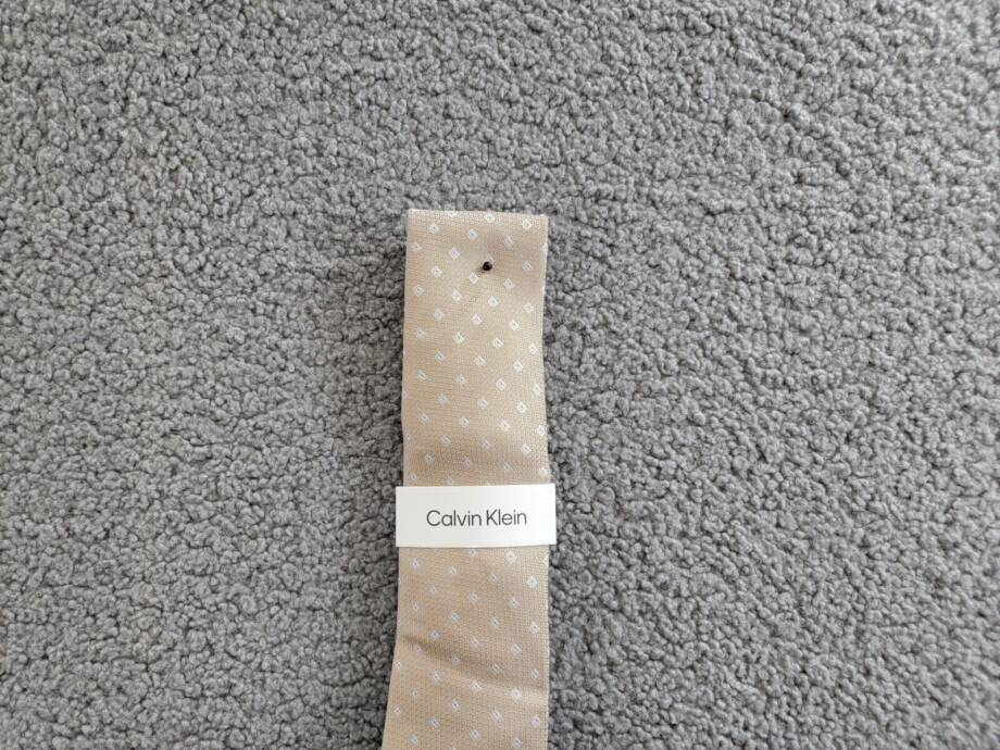 Calvin Klein Silk Blend Micro-Floral Neat Tie Men's Taupe Keeper Loop