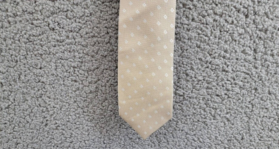 Calvin Klein Silk Blend Micro-Floral Neat Tie Men's Taupe Keeper Loop