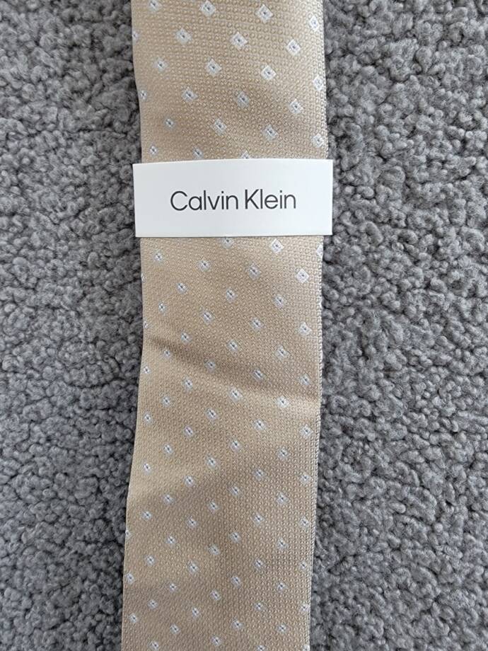 Calvin Klein Silk Blend Micro-Floral Neat Tie Men's Taupe Keeper Loop