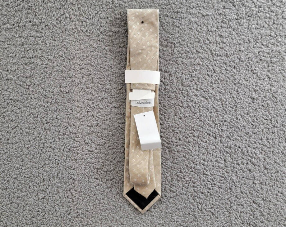 Calvin Klein Silk Blend Micro-Floral Neat Tie Men's Taupe Keeper Loop