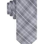 Calvin Klein Silk Blend Fine Wire Plaid Tie Men's Gray Adjustable~