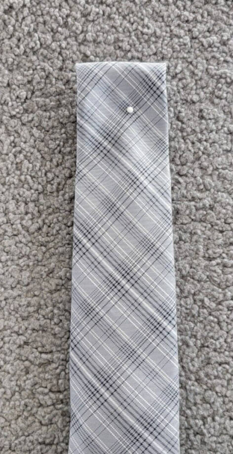 Calvin Klein Silk Blend Fine Wire Plaid Tie Men's Gray Adjustable~