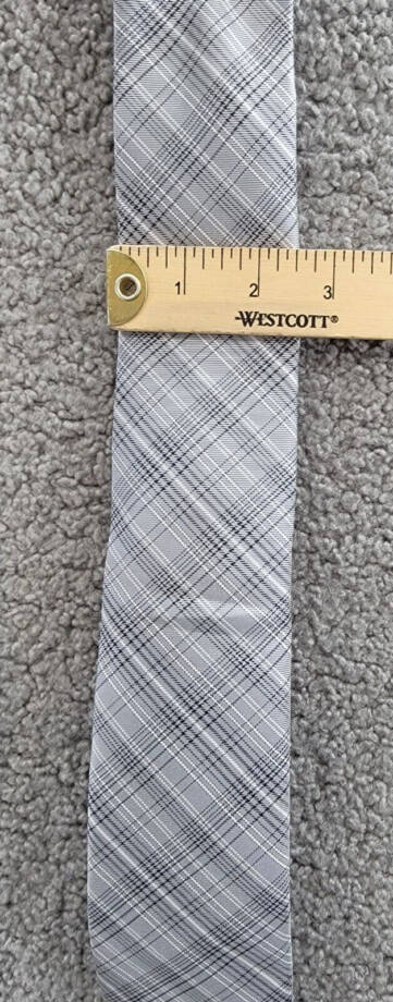 Calvin Klein Silk Blend Fine Wire Plaid Tie Men's Gray Adjustable~