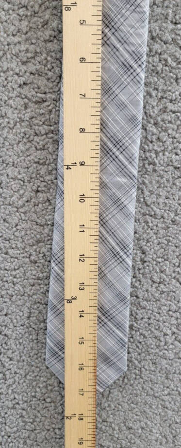 Calvin Klein Silk Blend Fine Wire Plaid Tie Men's Gray Adjustable~