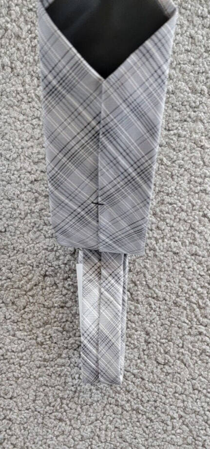 Calvin Klein Silk Blend Fine Wire Plaid Tie Men's Gray Adjustable~