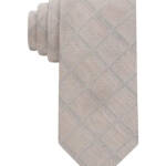Calvin Klein Silk Blend Heather Windowpane Grid Tie Men's Taupe Adjustable~
