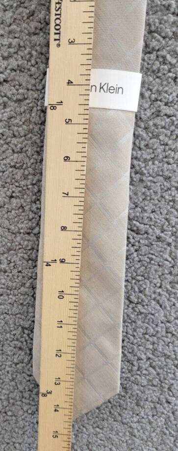 Calvin Klein Silk Blend Heather Windowpane Grid Tie Men's Taupe Adjustable~