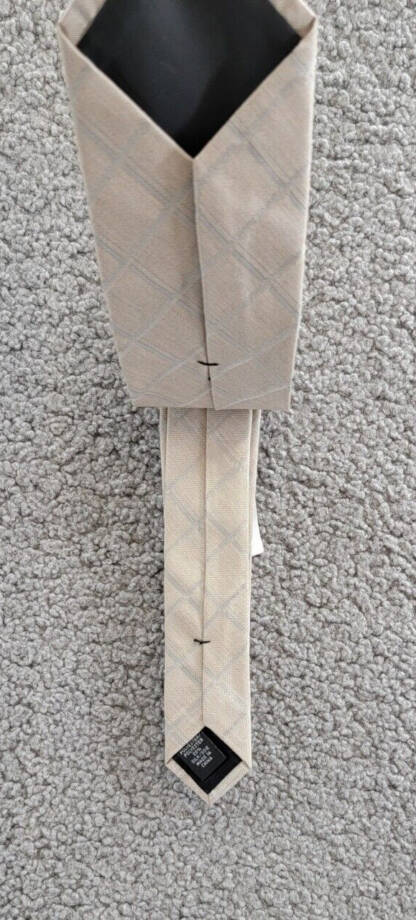 Calvin Klein Silk Blend Heather Windowpane Grid Tie Men's Taupe Adjustable~