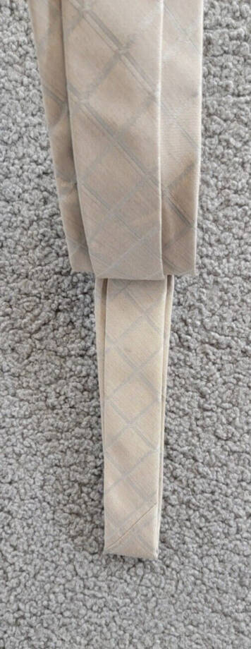 Calvin Klein Silk Blend Heather Windowpane Grid Tie Men's Taupe Adjustable~