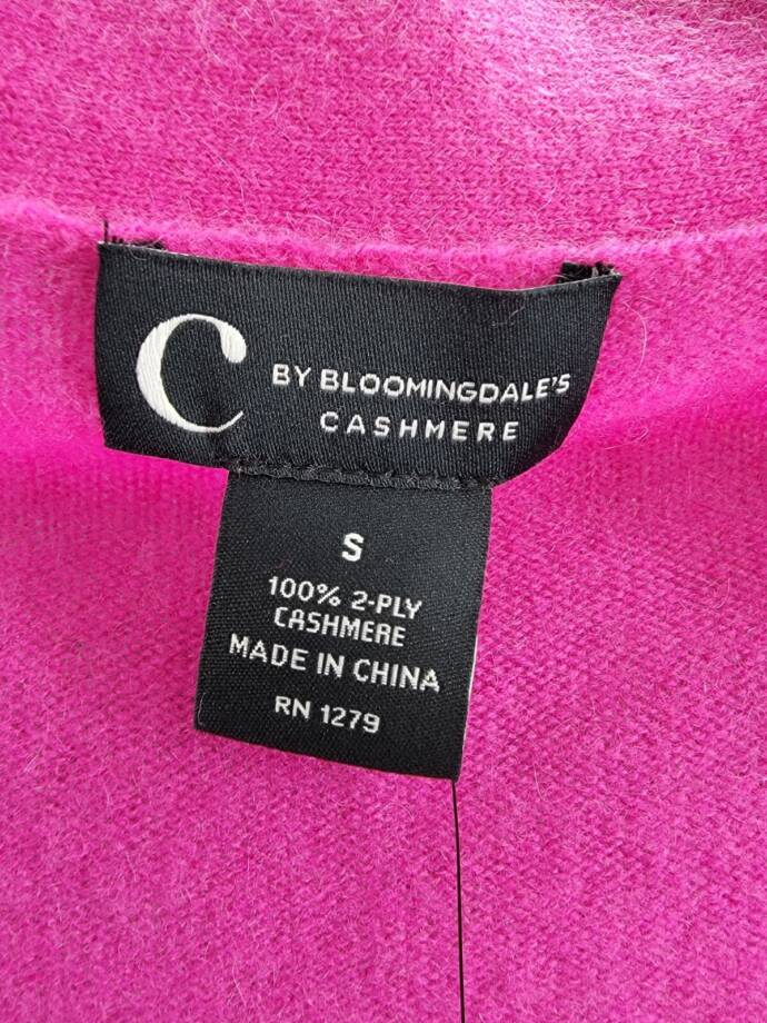 C by Bloomingdale's Cashmere Grandfather Cardigan Women's S Cherry Blossom L/S