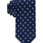Tommy Hilfiger Classic Oxford Tie Men's One Size Navy/Taupe Paisley Pine Pattern