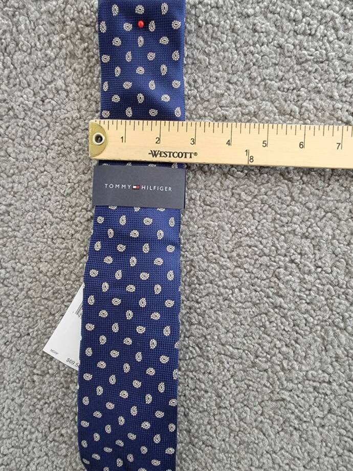 Tommy Hilfiger Classic Oxford Tie Men's One Size Navy/Taupe Paisley Pine Pattern