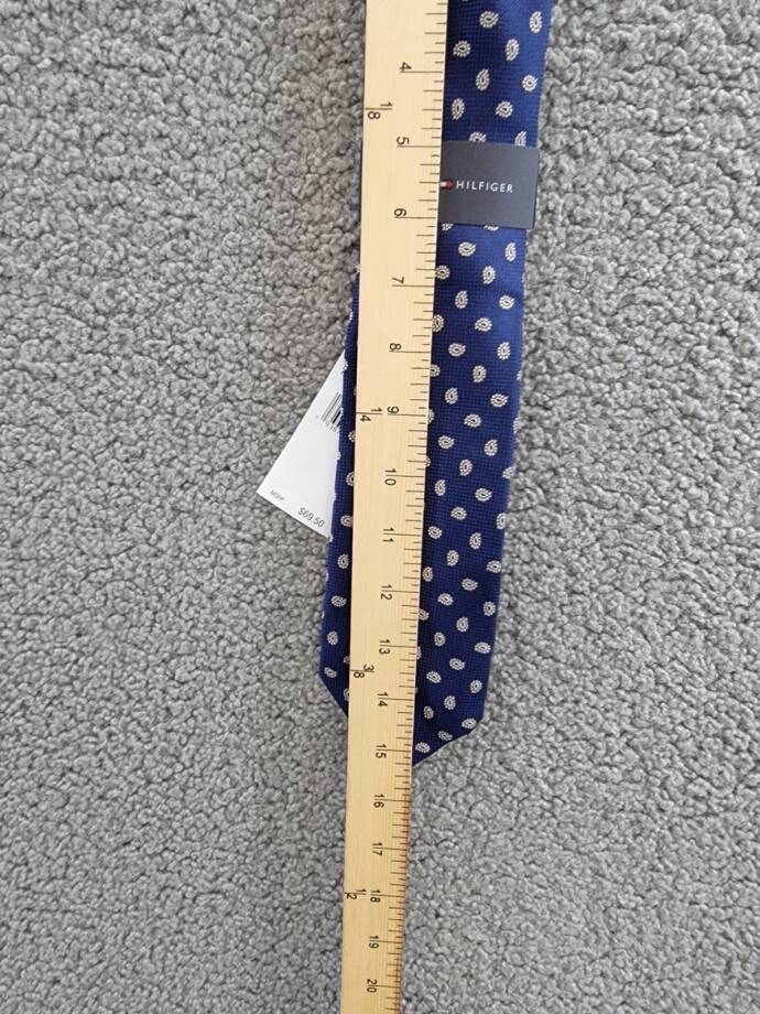 Tommy Hilfiger Classic Oxford Tie Men's One Size Navy/Taupe Paisley Pine Pattern