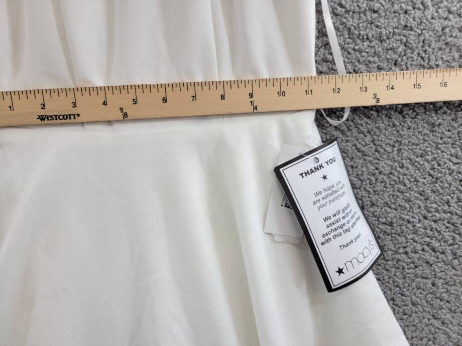 B Darlin Halter-Neck Scuba-Crepe A-Line Dress Juniors 1/2 White Zip Button Back
