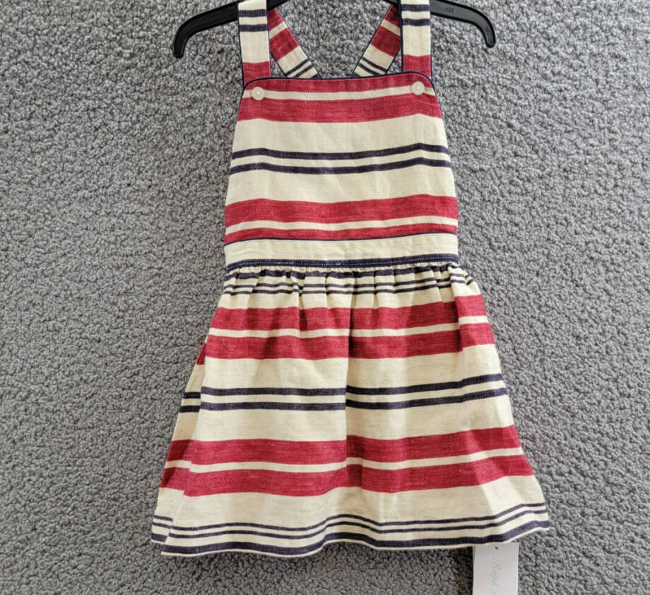 Ralph Lauren Striped Linen Dress Baby Girls 18M Ralph Red Sleeveless Pullover